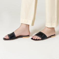 Black Toe Flat Sandal