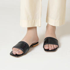 Black Toe Flat Sandal