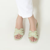 Fresh Green Studded Flat Slide