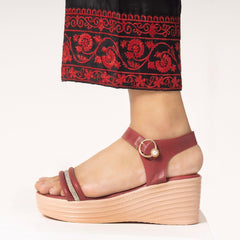 Rhinestone Strap Wedge Sandals