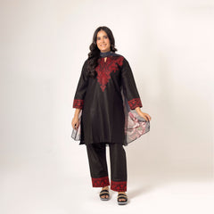 Black Woven Block Heels Sandals