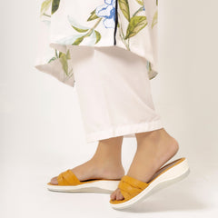 Mustard Woven Strap Platform Sandals