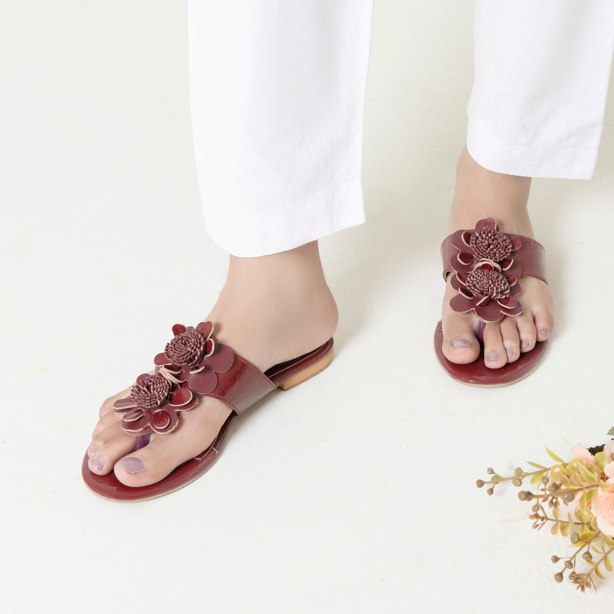 Maroon Blossom Fancy Sliper