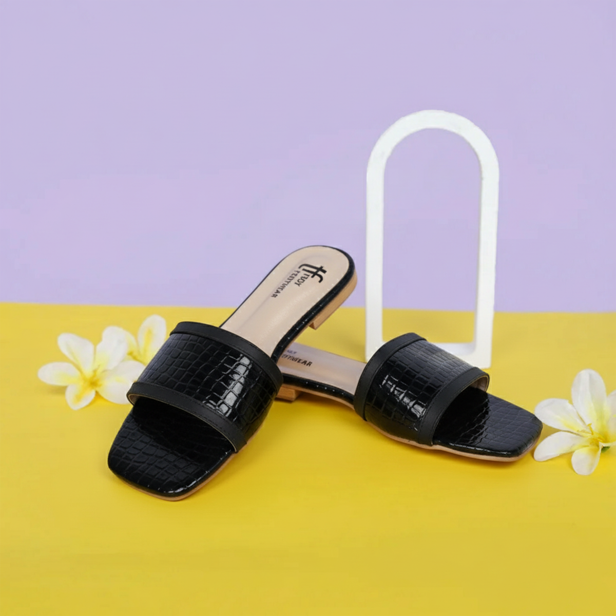 Black Toe Flat Sandal