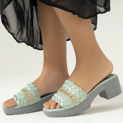 Mint Woven Slide Slipper