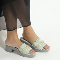 Mint Woven Slide Slipper